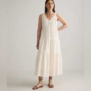 Quince 100% Organic Cotton Gauze Tiered Maxi Dress